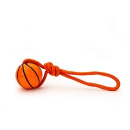 Basketball rope dog toy for fetch and tug play