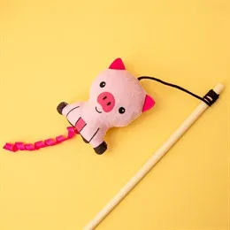 Pig-shaped dangling cat teaser toy